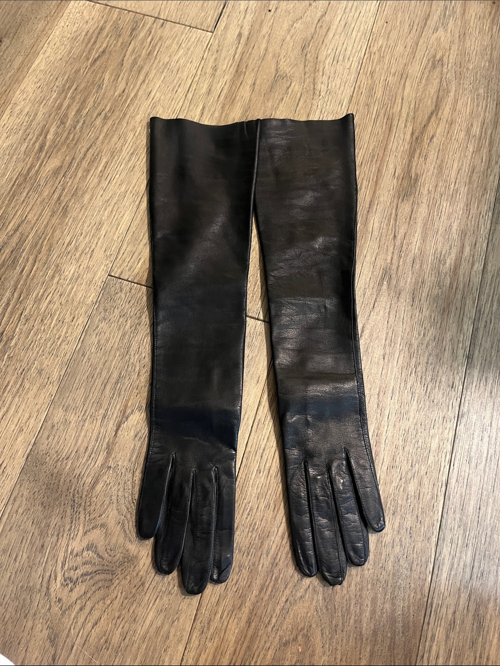 GANT Jonquet vintage Long Black Leather Gloves size 6 1/2